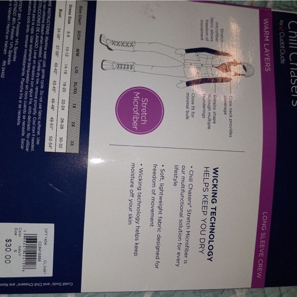 NEW WITH TAGS Cuddl Duds Chill Chasers Long Sleeve Crew - Picture 6 of 7